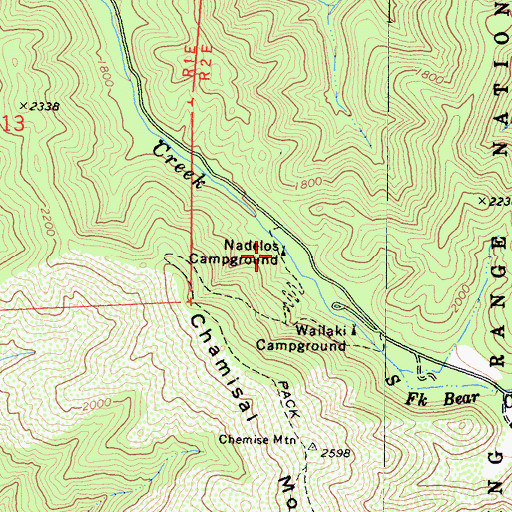 Topographic Map of Nadelos Campground, CA
