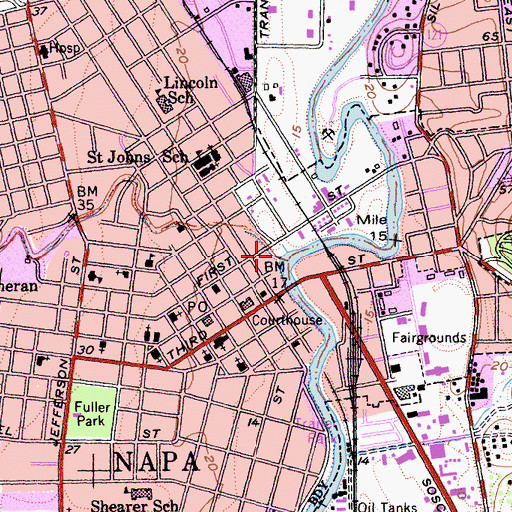 Topographic Map of Napa Creek, CA