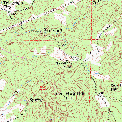 Topographic Map of Napoleon Mine, CA