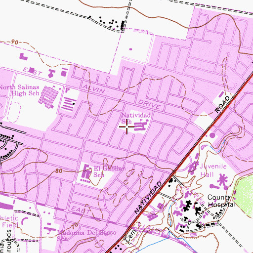 Topographic Map of Natividad Elementary School, CA