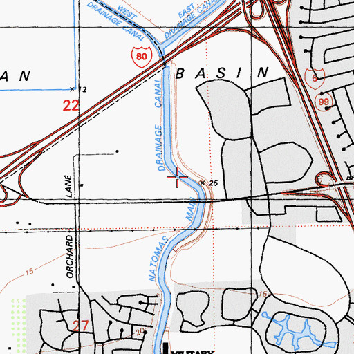 Topographic Map of Natomas Main Drainage Canal, CA
