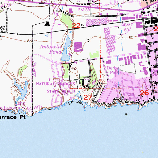 Topographic Map of Natural Bridges State Beach, CA