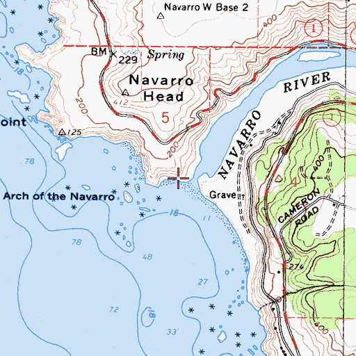 Topographic Map of Navarro River, CA