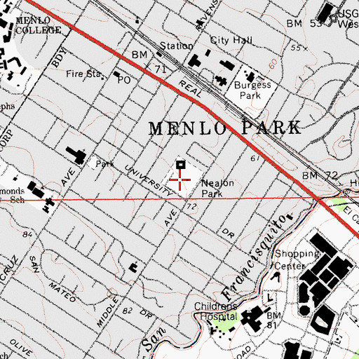 Topographic Map of Nealon Park, CA