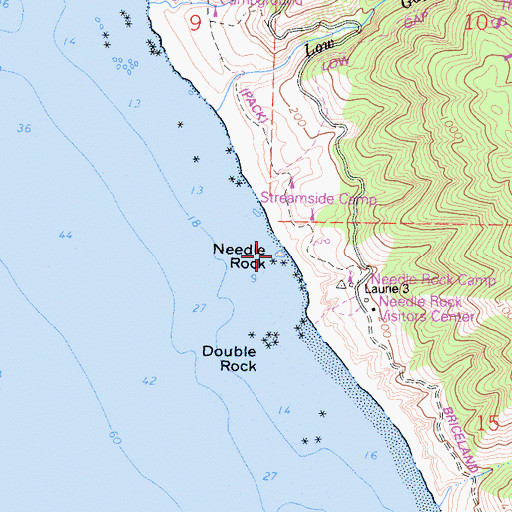 Topographic Map of Needle Rock, CA
