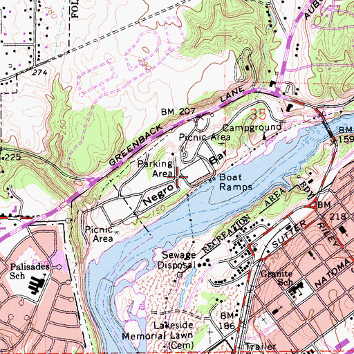 Topographic Map of Negro Bar, CA