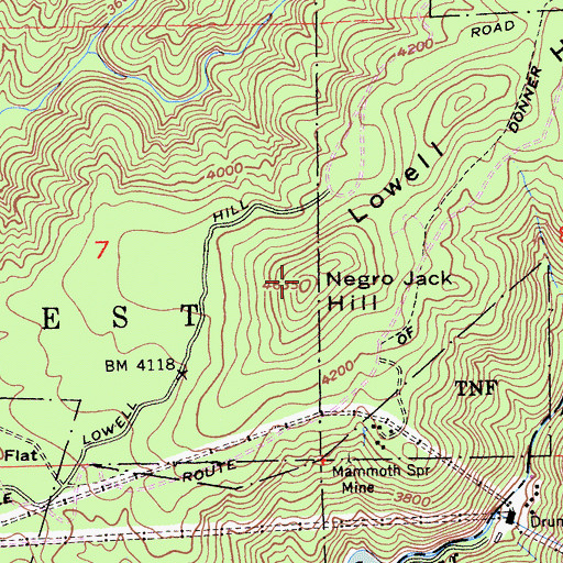 Topographic Map of Negro Jack Hill, CA