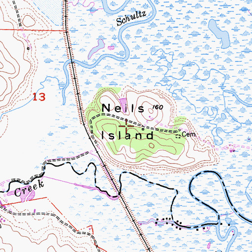 Topographic Map of Neils Island, CA