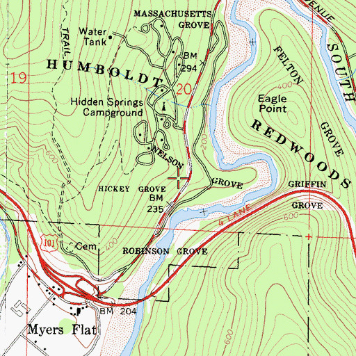 Topographic Map of Nelson Grove, CA