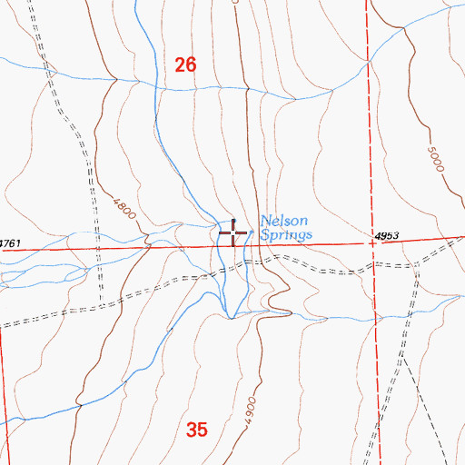 Topographic Map of Nelson Springs, CA