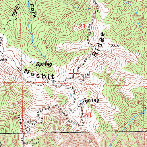 Topographic Map of Nesbit Ridge, CA