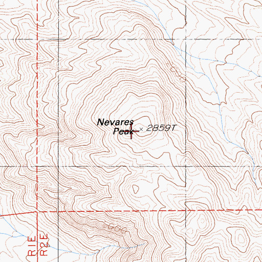Topographic Map of Nevares Peak, CA