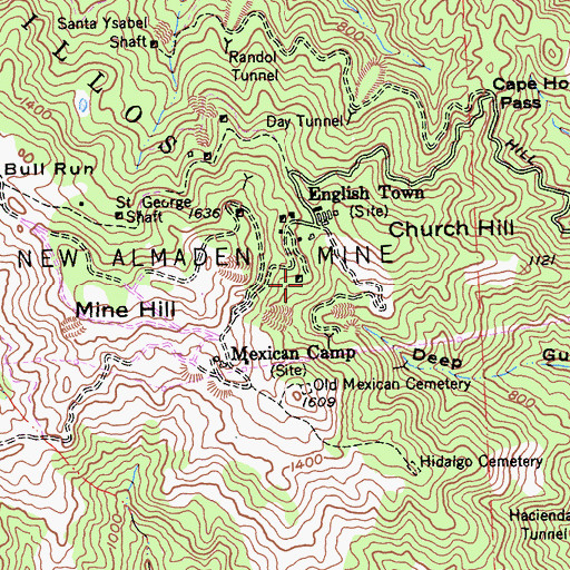 Topographic Map of New Almaden Mine, CA