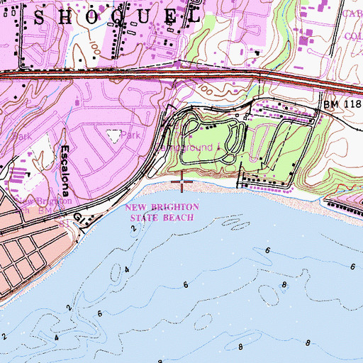 Topographic Map of New Brighton State Beach, CA