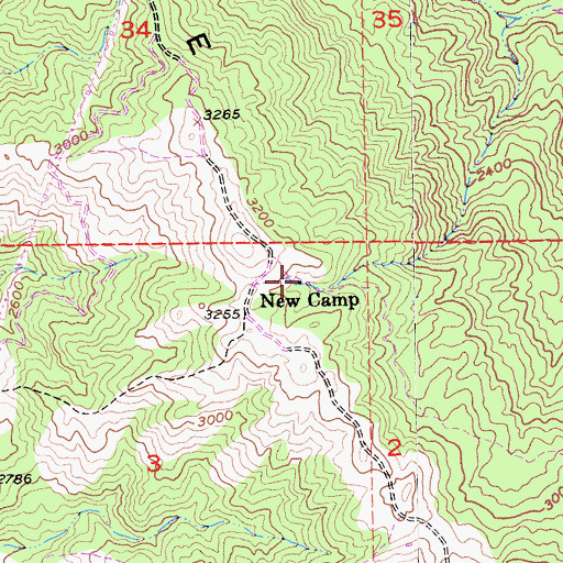 Topographic Map of New Camp, CA