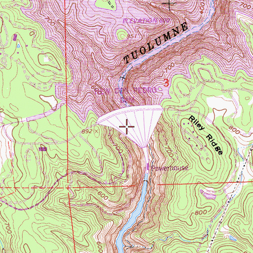 Topographic Map of New Don Pedro Dam, CA