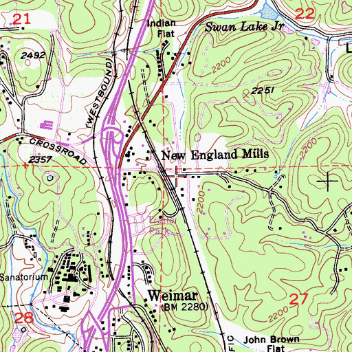 Topographic Map of New England Mills, CA