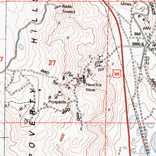 Topographic Map of New Era Mine, CA