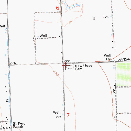 Topographic Map of New Hope Cemetery, CA