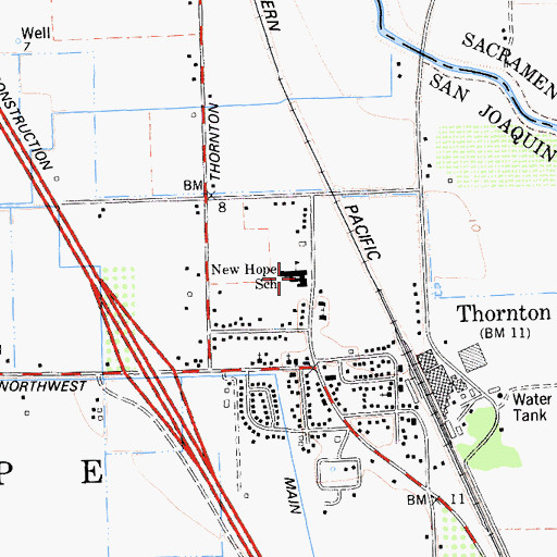 Topographic Map of New Hope Elementary School, CA