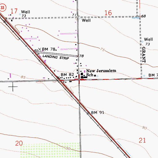 Topographic Map of New Jerusalem Elementary School, CA