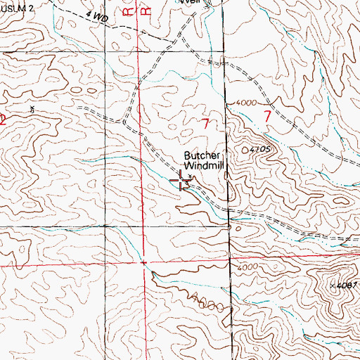 Topographic Map of Butcher Windmill, AZ