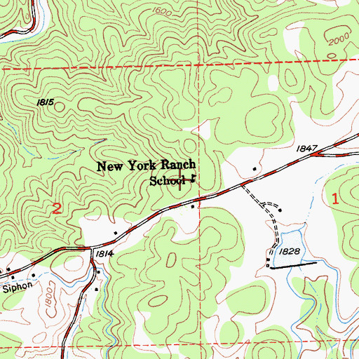 Topographic Map of New York Ranch School, CA