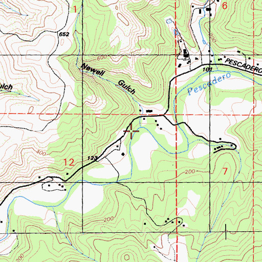 Topographic Map of Newell Gulch, CA