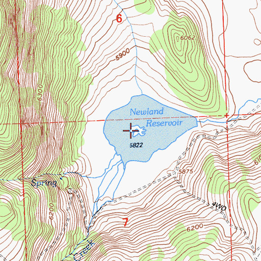 Topographic Map of Newland Reservoir, CA