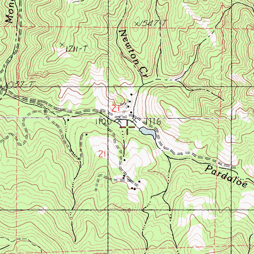 Topographic Map of Newton Creek, CA