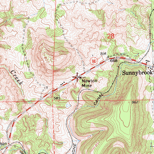 Topographic Map of Newton Mine, CA