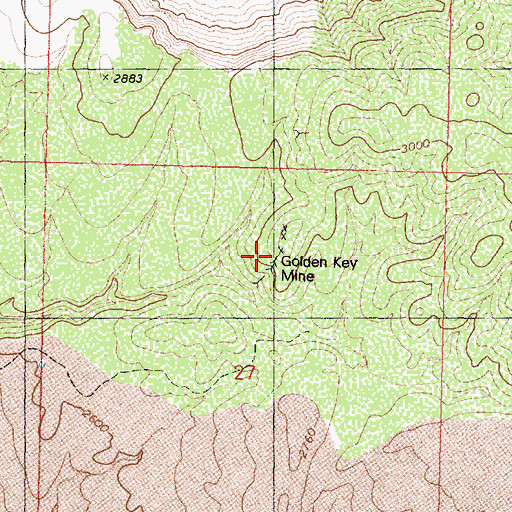 Topographic Map of Golden Key Mine, AZ