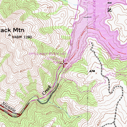 Topographic Map of Nicasio Dam, CA