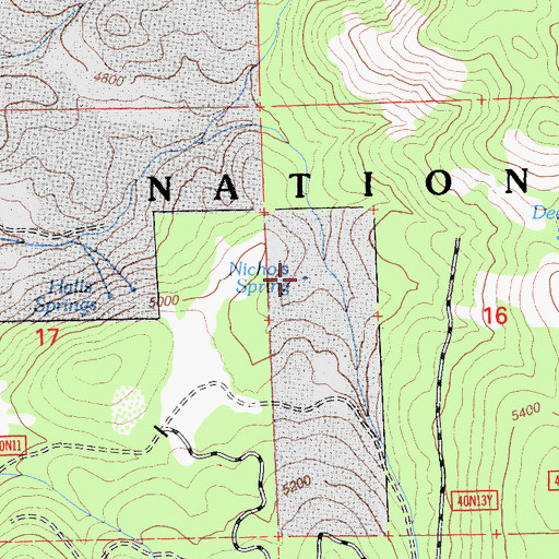 Topographic Map of Nichols Spring, CA
