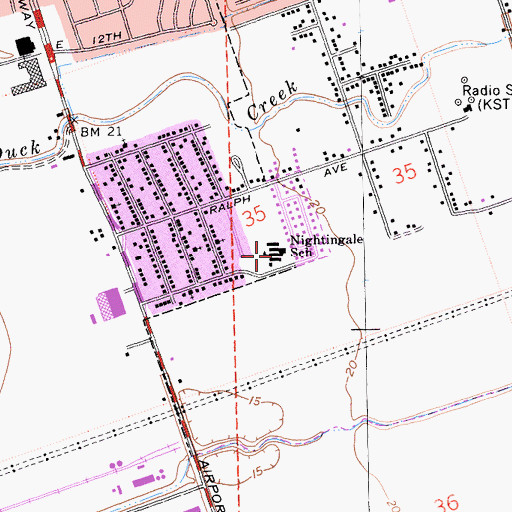 Topographic Map of Nightingale Elementary School, CA