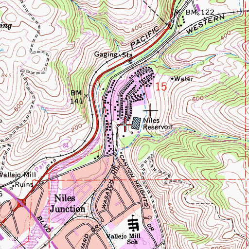 Topographic Map of Niles Reservoir, CA