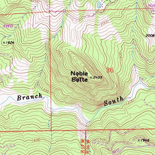 Topographic Map of Noble Butte, CA