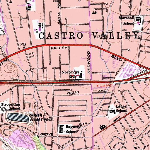 Topographic Map of Norbridge School, CA