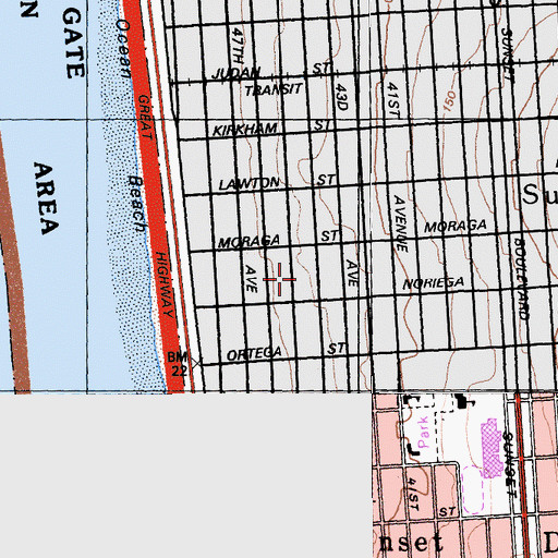 Topographic Map of Noriega Home School, CA