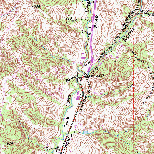 Topographic Map of Norris Creek, CA