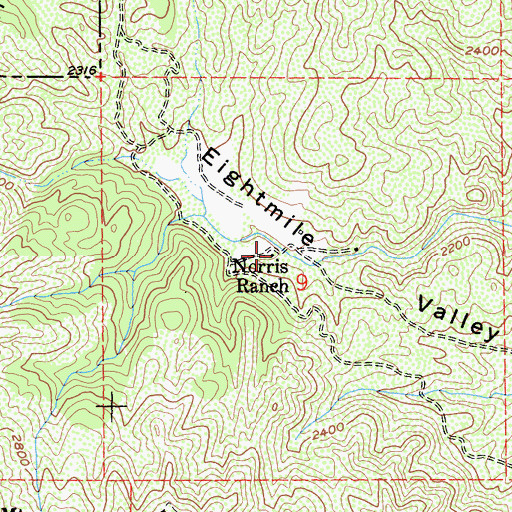 Topographic Map of Norris Ranch, CA