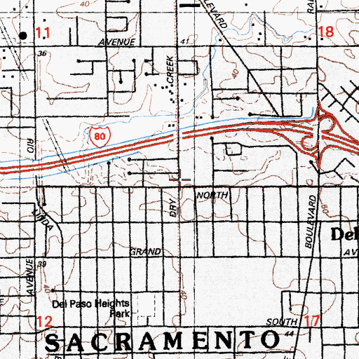 Topographic Map of North Avenue Elementary School, CA