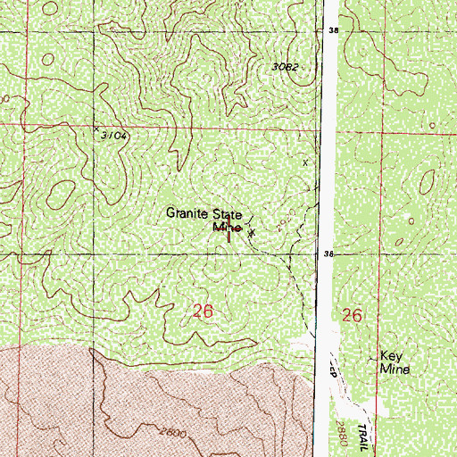 Topographic Map of Granite State Mine, AZ
