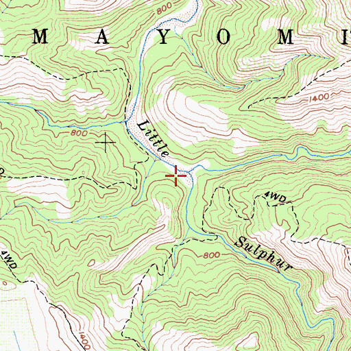 Topographic Map of North Branch Little Sulphur Creek, CA