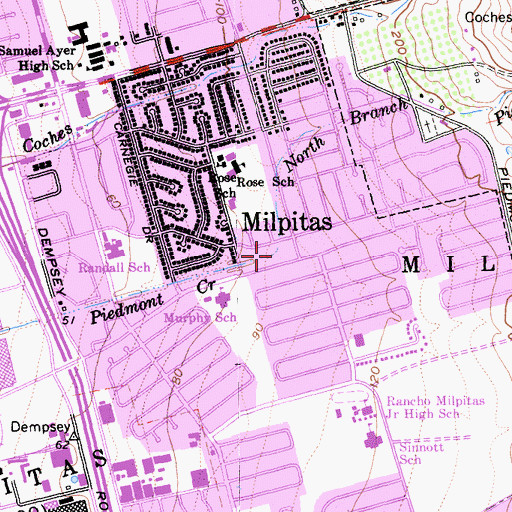 Topographic Map of North Branch Piedmont Creek, CA