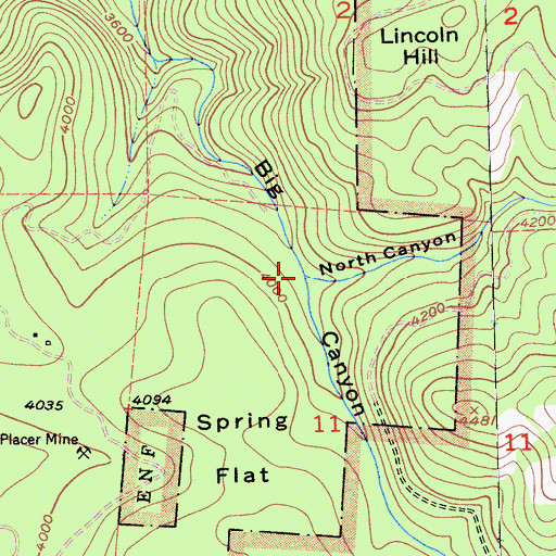 Topographic Map of North Canyon, CA