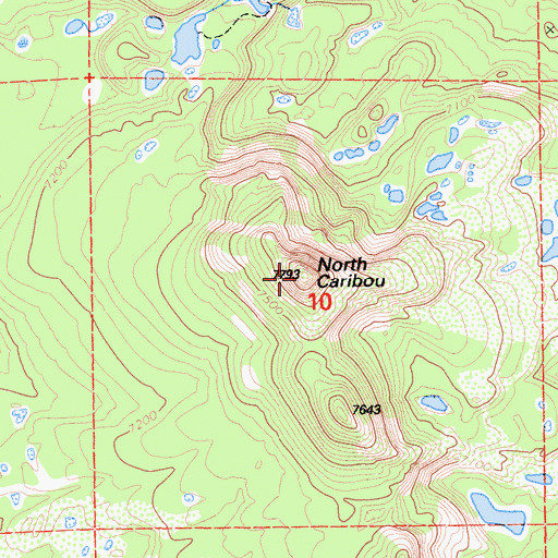 Topographic Map of North Caribou, CA