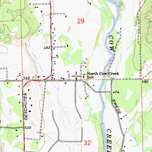 Topographic Map of North Cow Creek Elementary School, CA