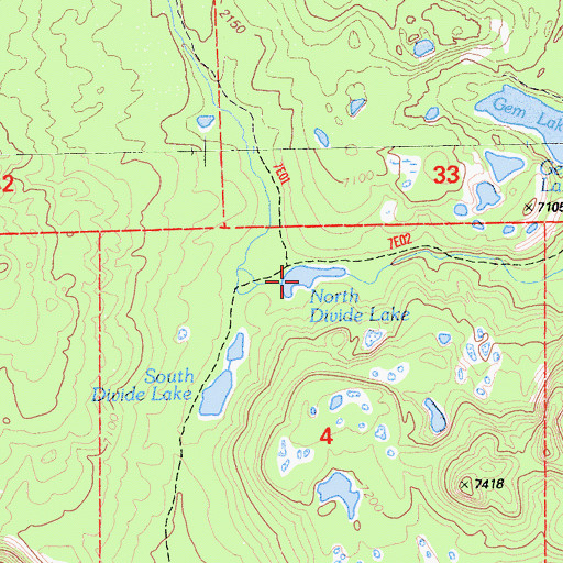 Topographic Map of North Divide Lake, CA