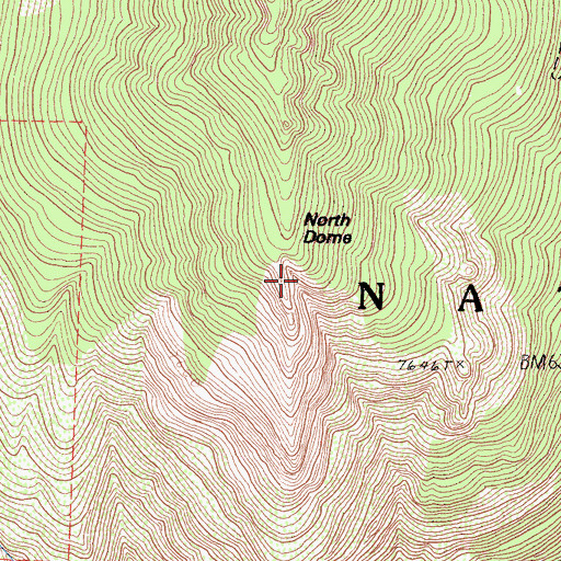 Topographic Map of North Dome, CA